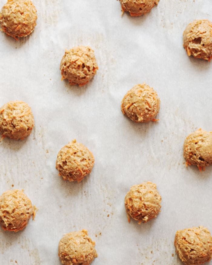 Carrot cake cookie dough before being baked