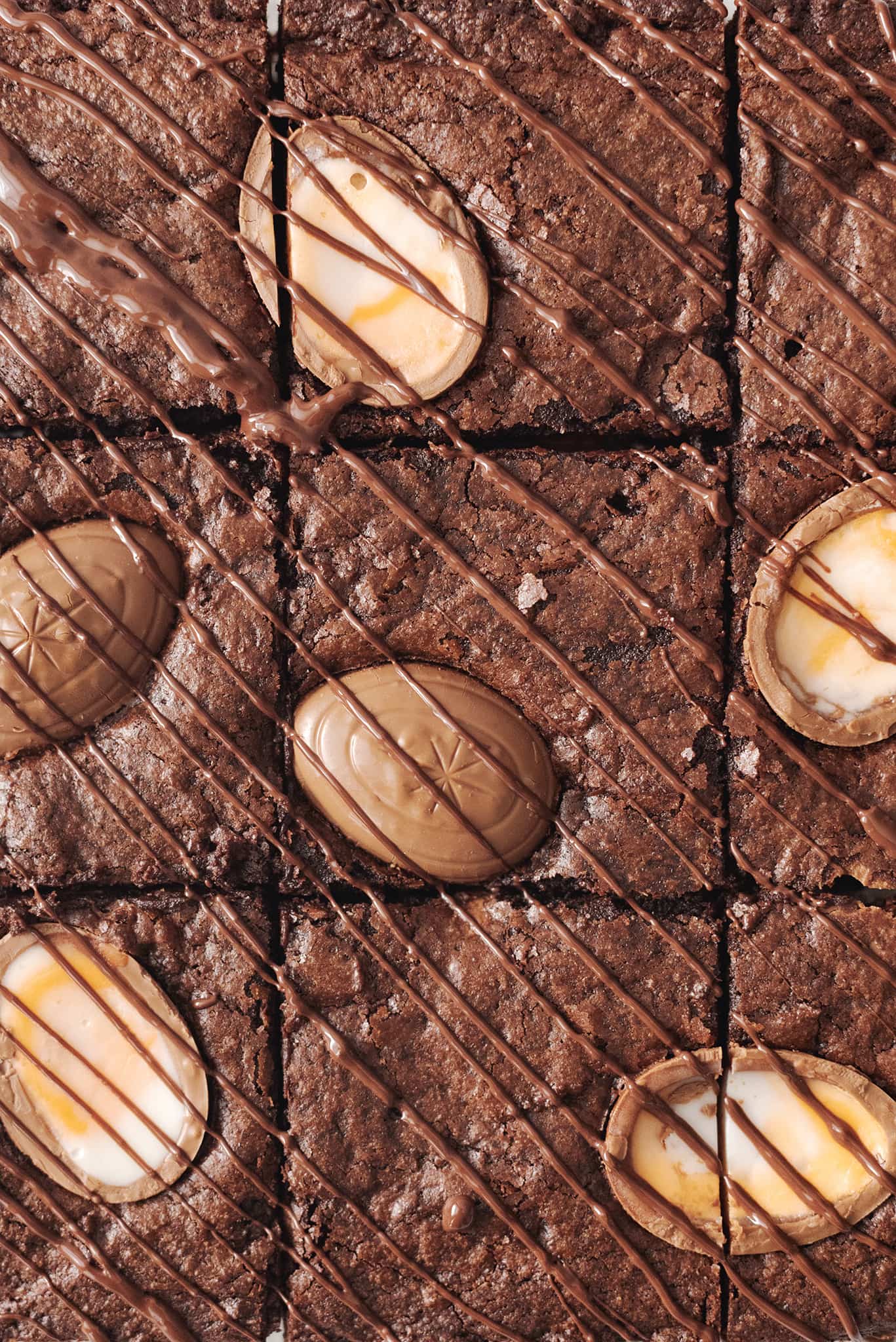Close up of creme egg brownie texture
