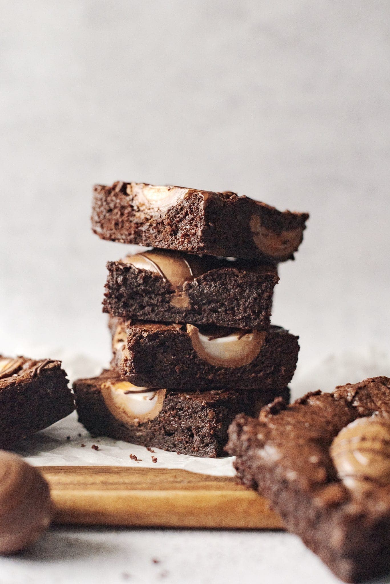 Stack of creme egg brownies