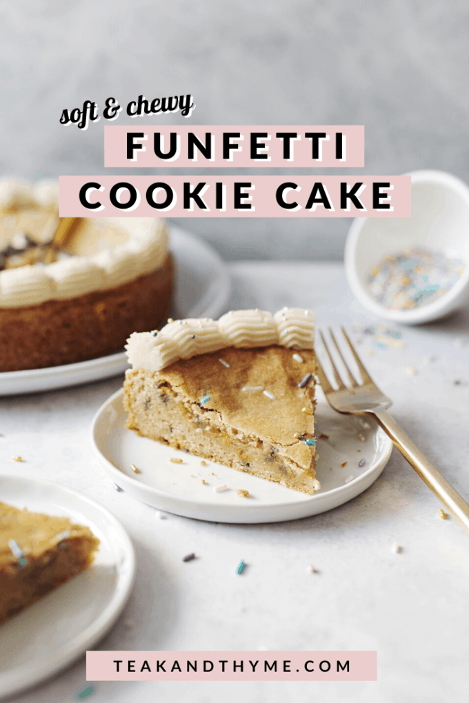 A slice of cookie cake on a plate