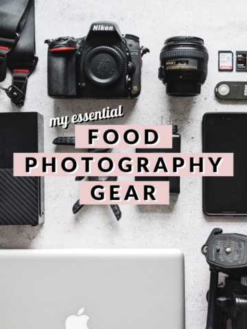 Flatlay of cameras and photography gear
