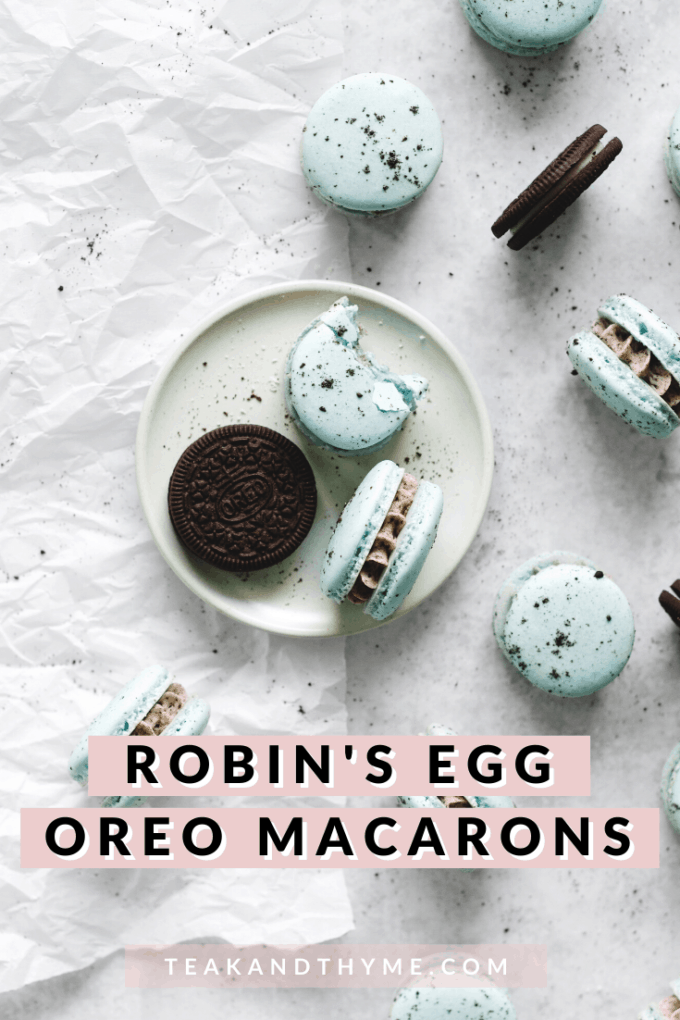 Macarons and oreos on plate