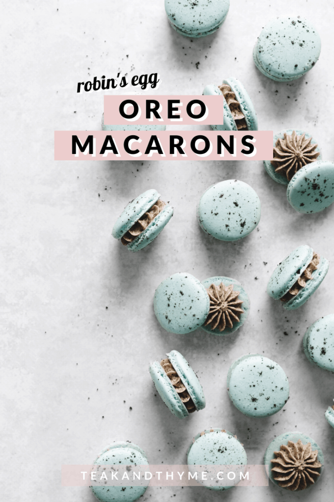 Macarons scattered on table