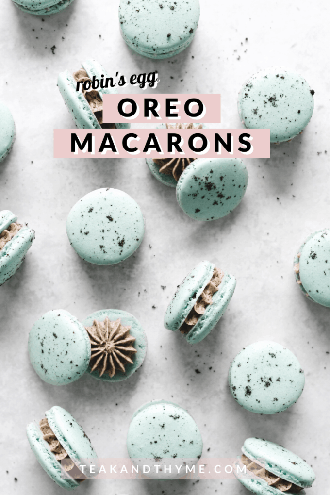 Macarons scattered on table