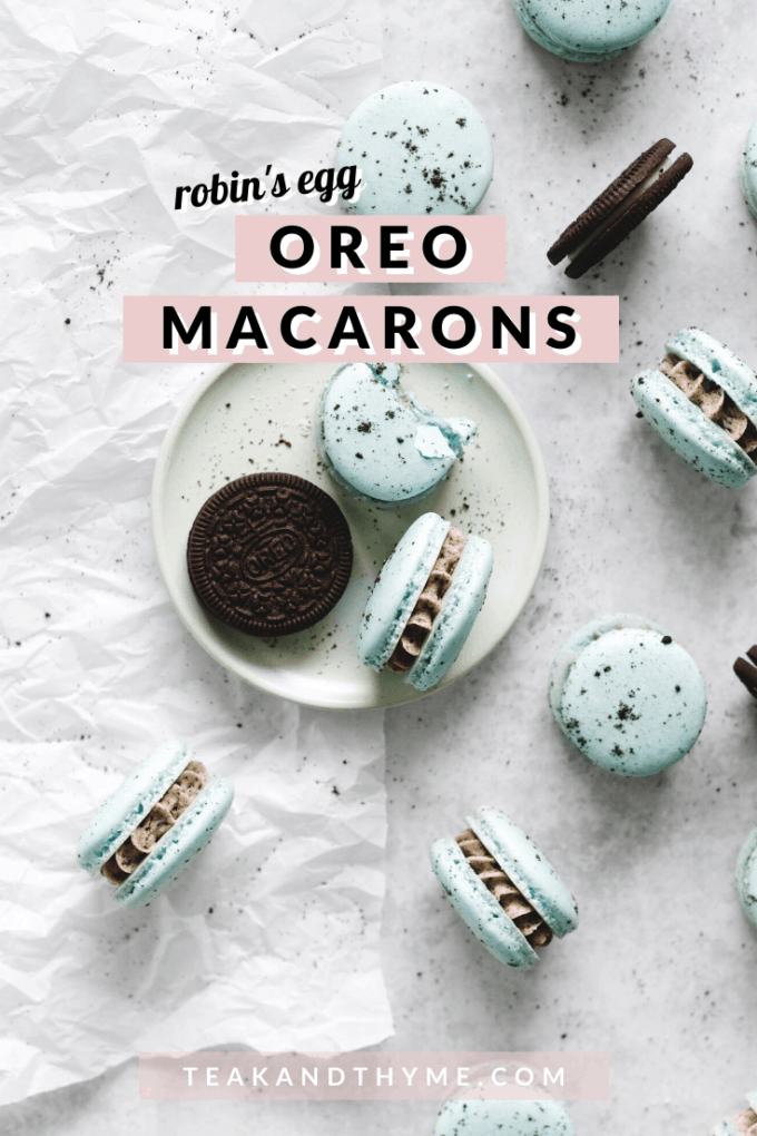 Macarons and oreos on plate