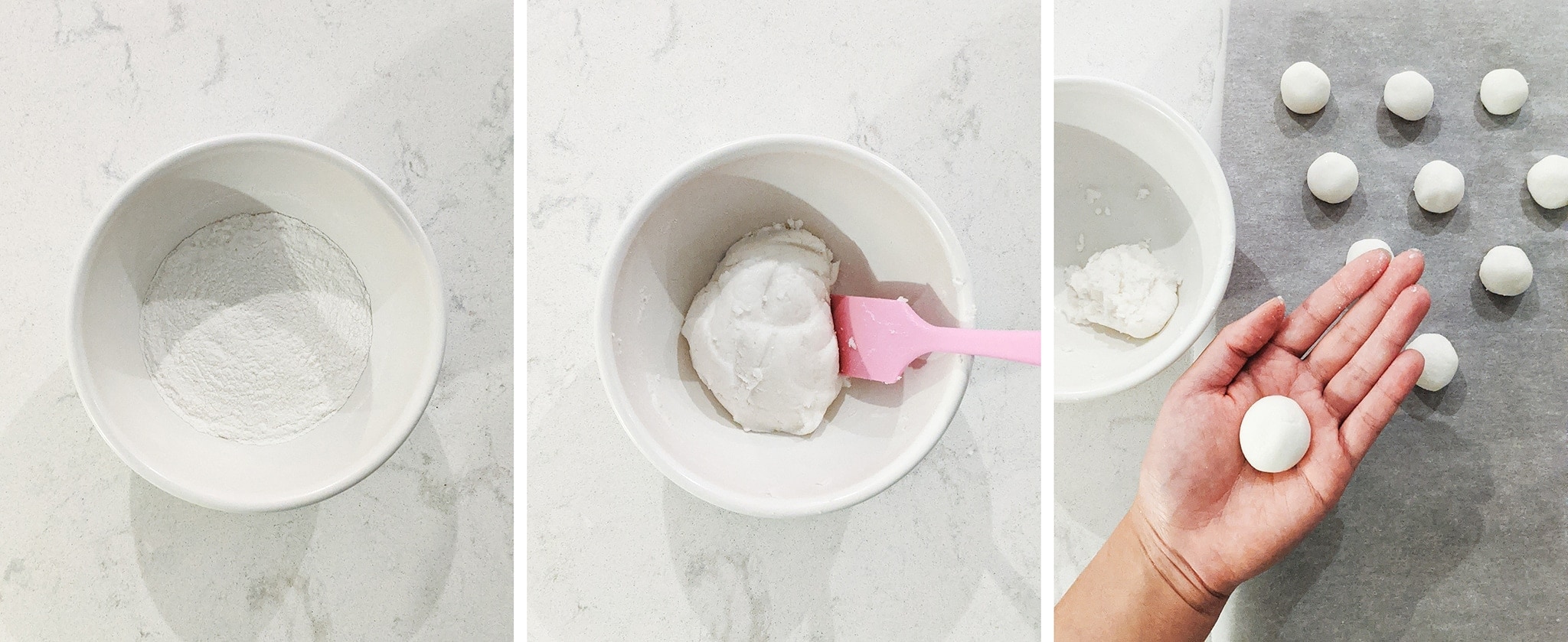 Rolling dango balls in hand