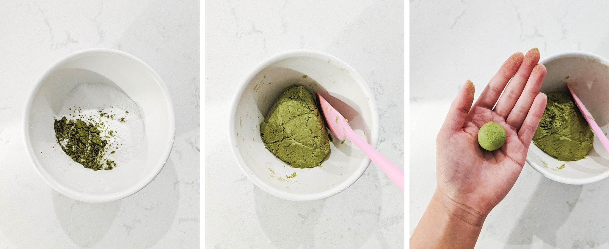 Rolling matcha dango balls
