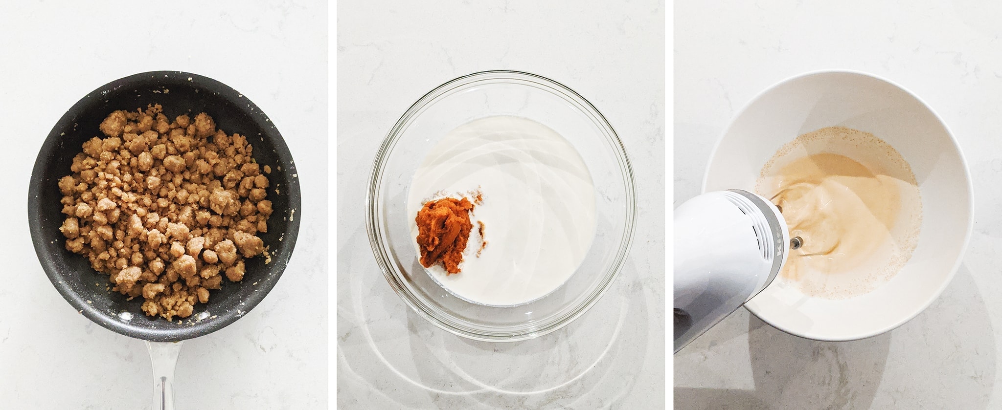 Mixing pumpkin pie ice cream in a bowl