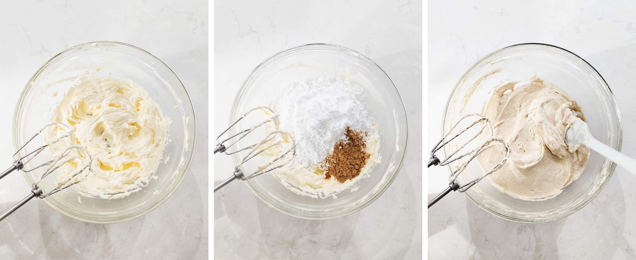 Mixing ginger cream cheese buttercream in a bowl