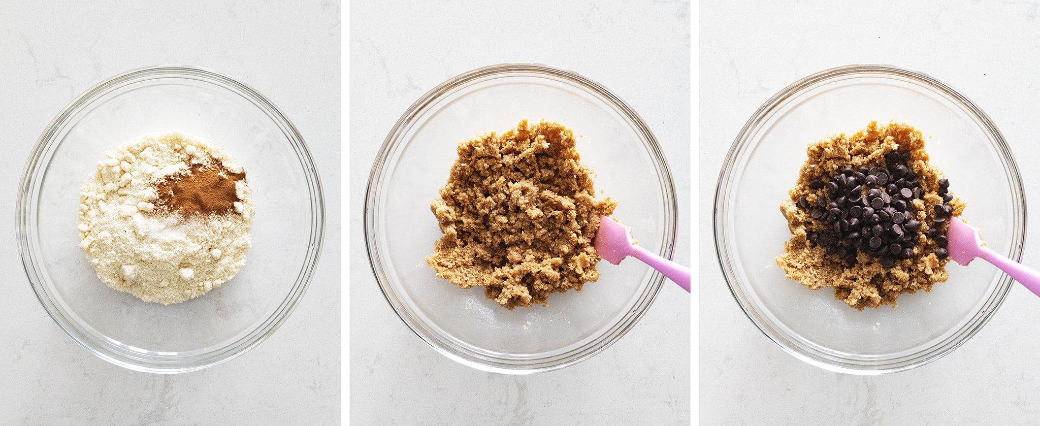 mixing cookie dough in bowl