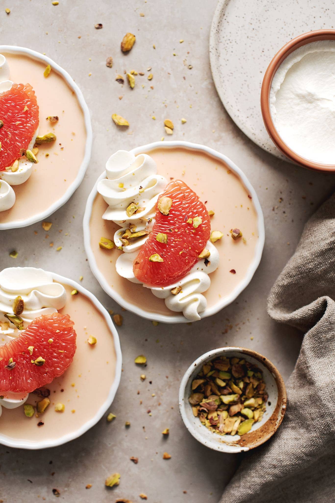 Grapefruit panna cotta in a ramekin