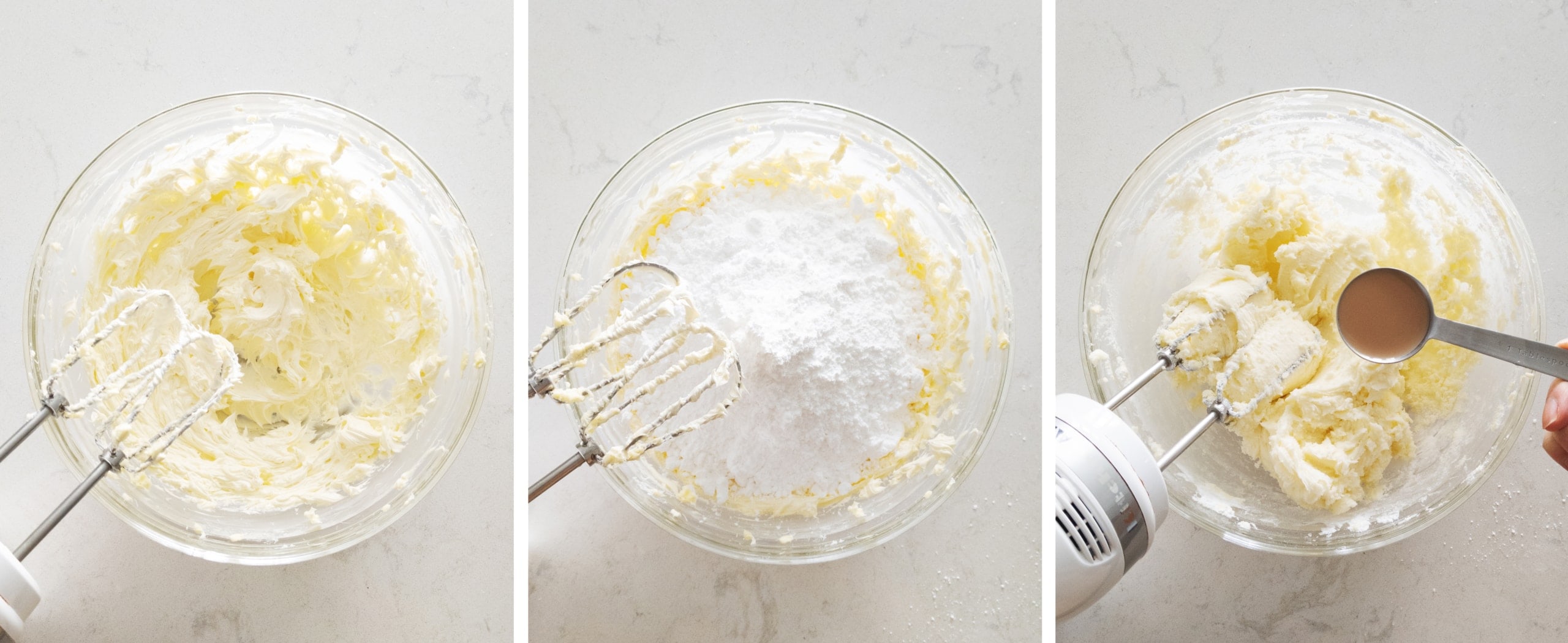 mixing buttercream in a bowl