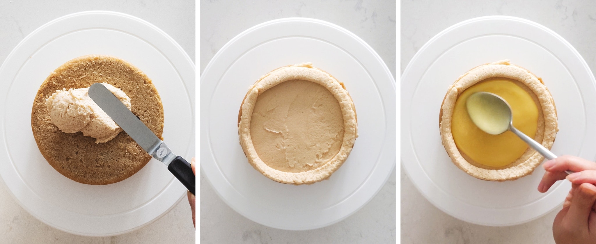 frosting cake with earl grey buttercream and lemon curd