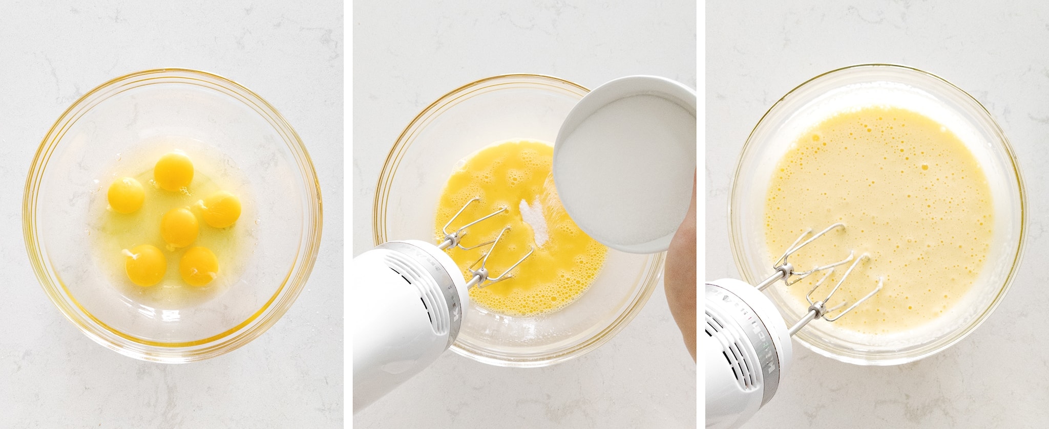 Mixing eggs for cake batter