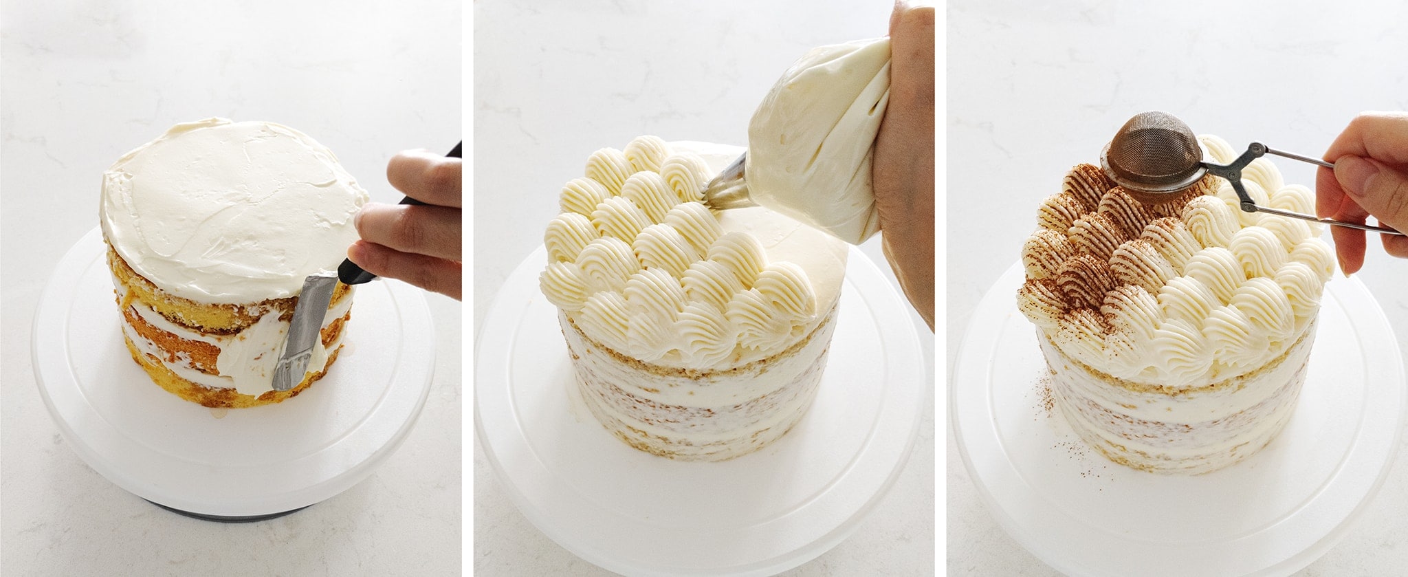 Frosting cake with cream cheese frosting