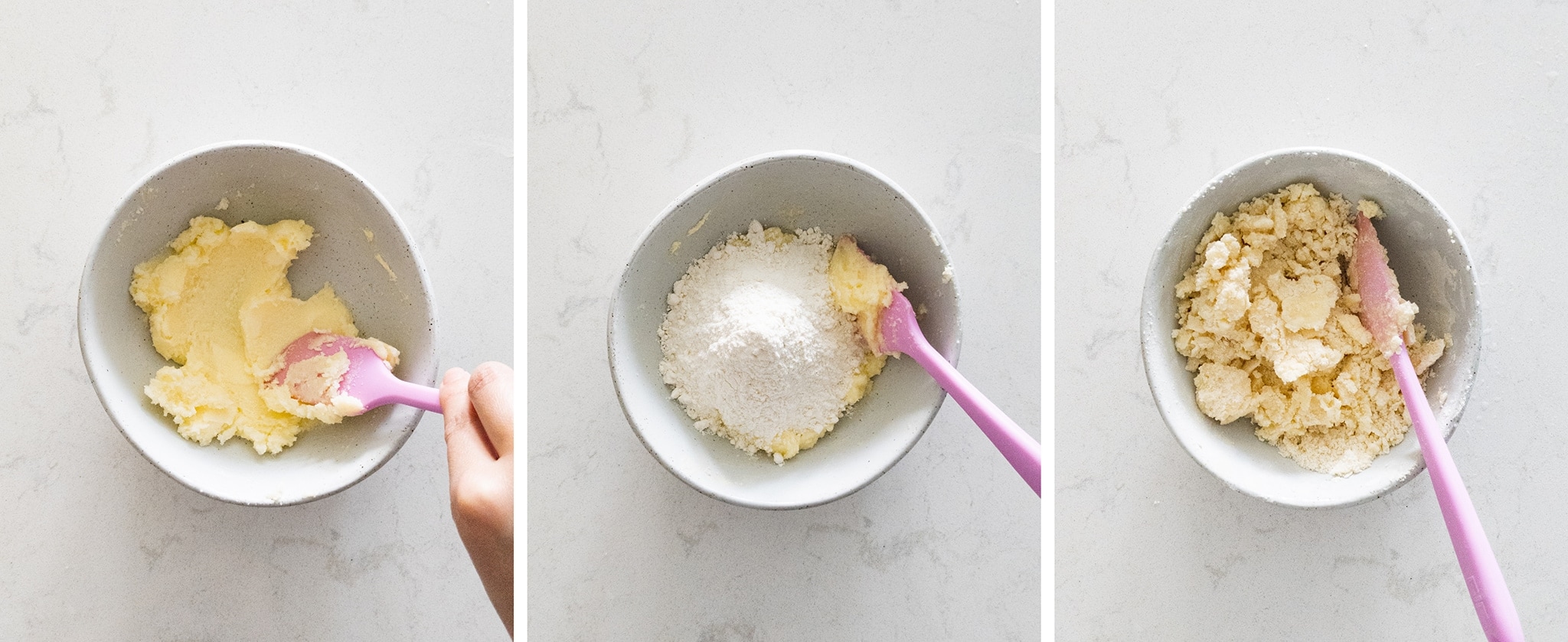 Mixing butter, sugar, and flour to make craquelin