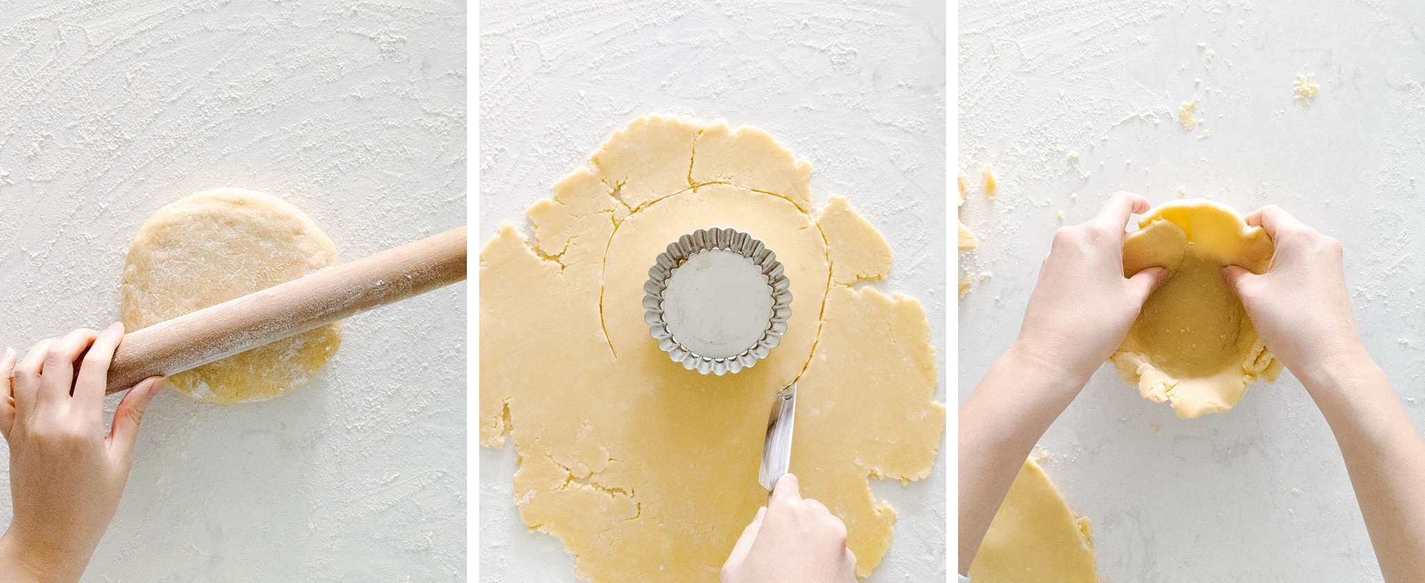 Rolling shortcrust dough for mini tart shells