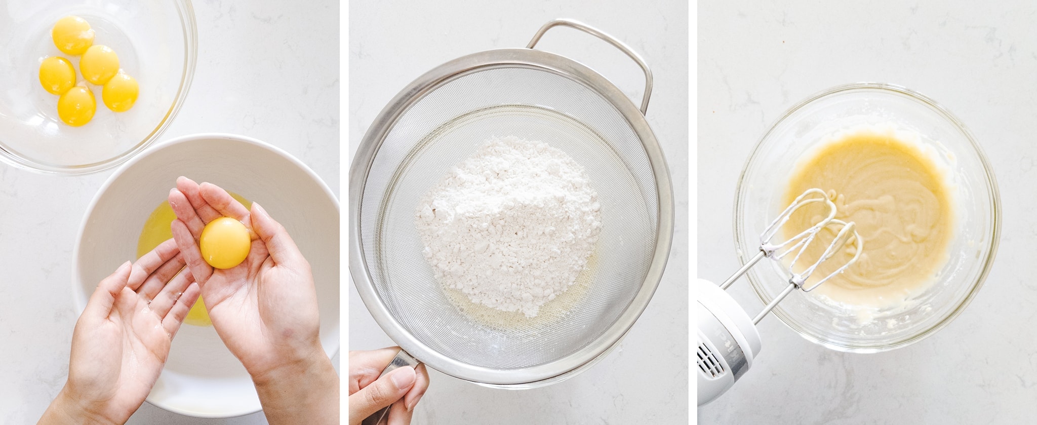 Separating egg white and yolks and mixing battter
