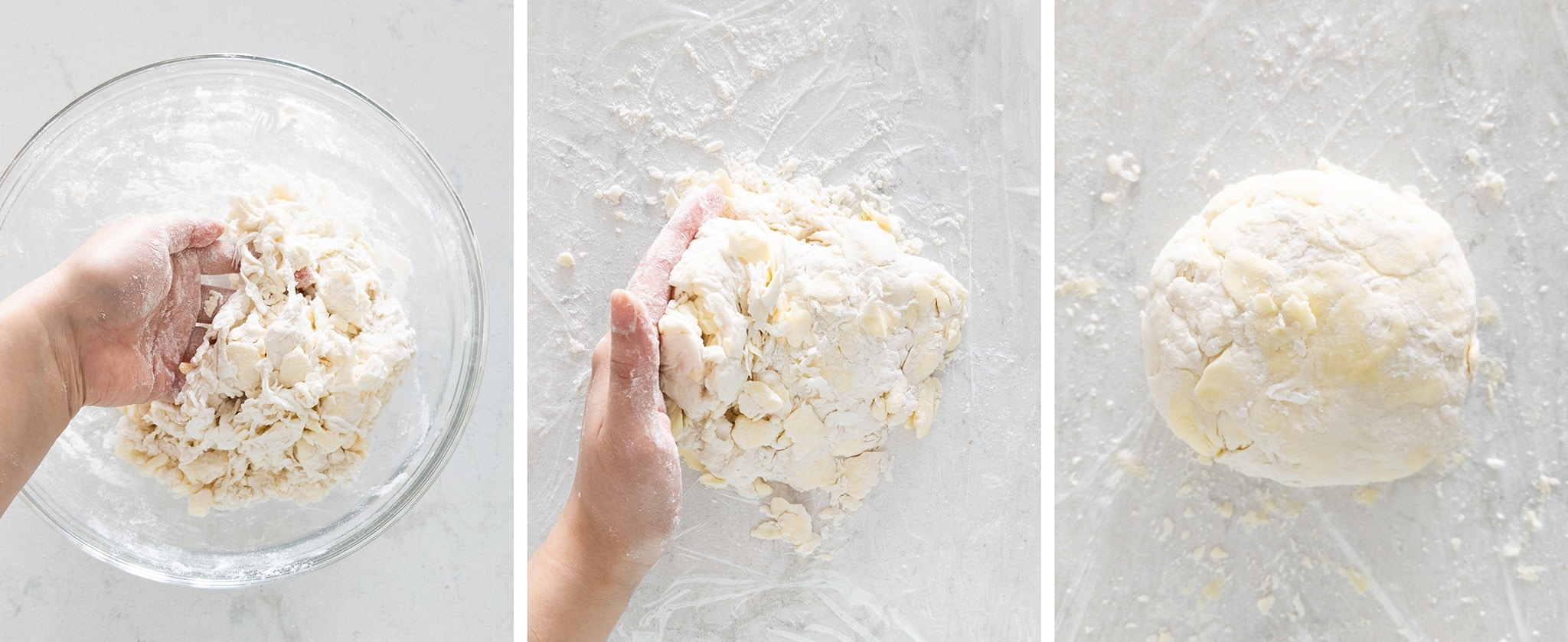 Pressing together galette dough in disc