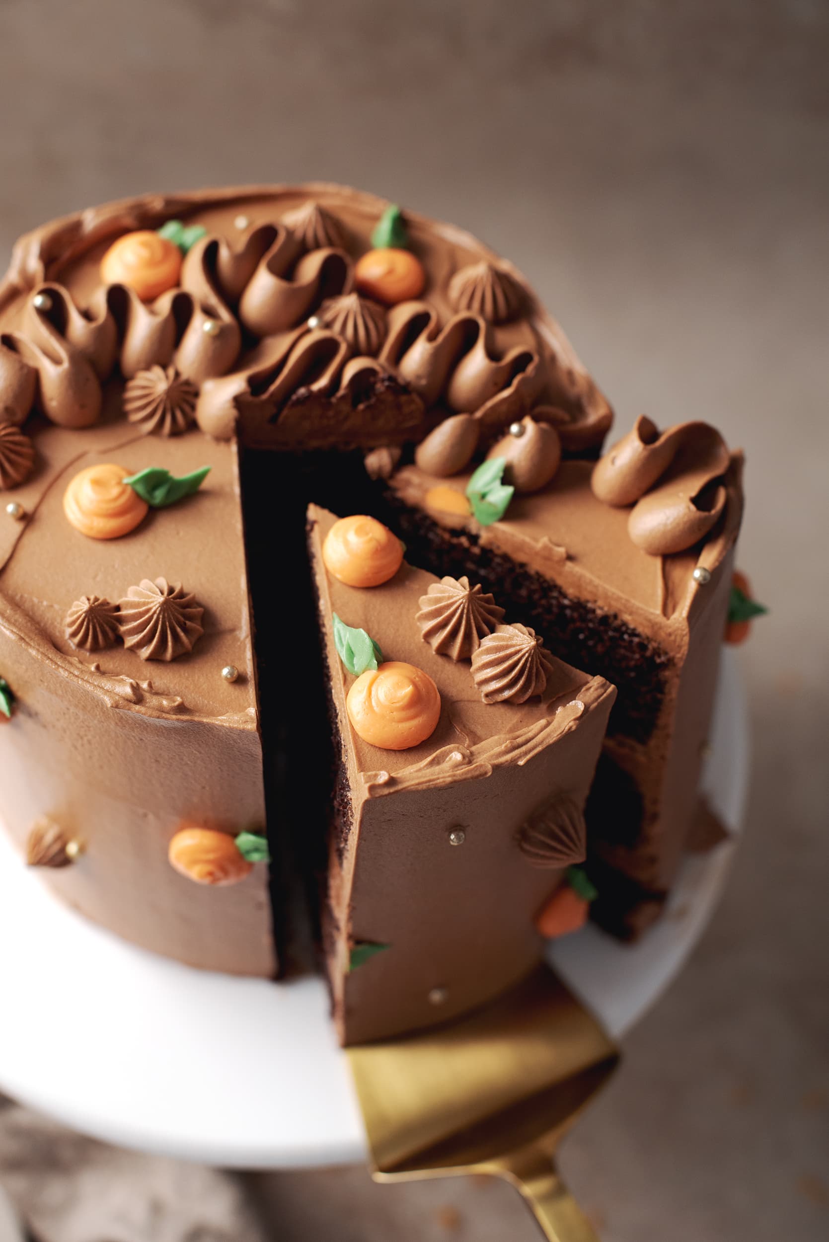 slices cut of chocolate orange cake