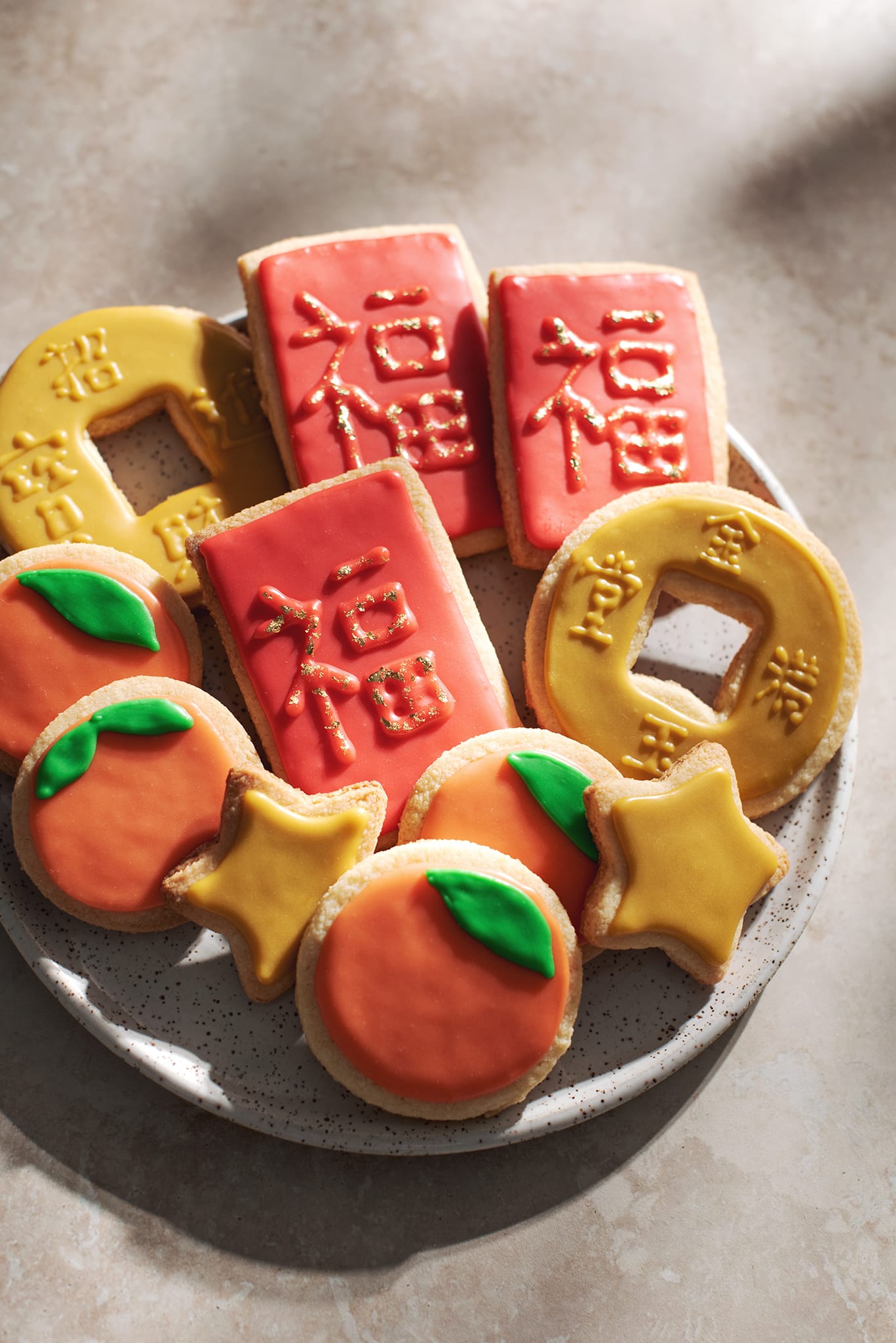 plate of chinese new year sugar cookies