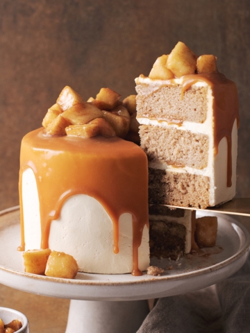 lifting a slice of cake with a cake server