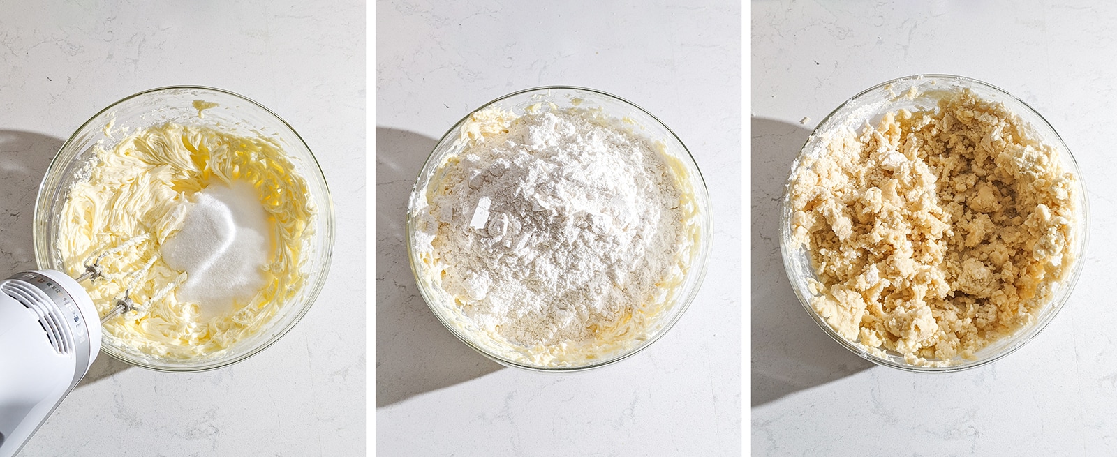 Mixing cookie dough in a bowl.