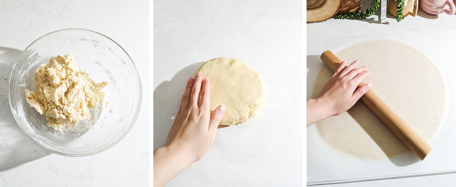 Forming and rolling out crust dough.