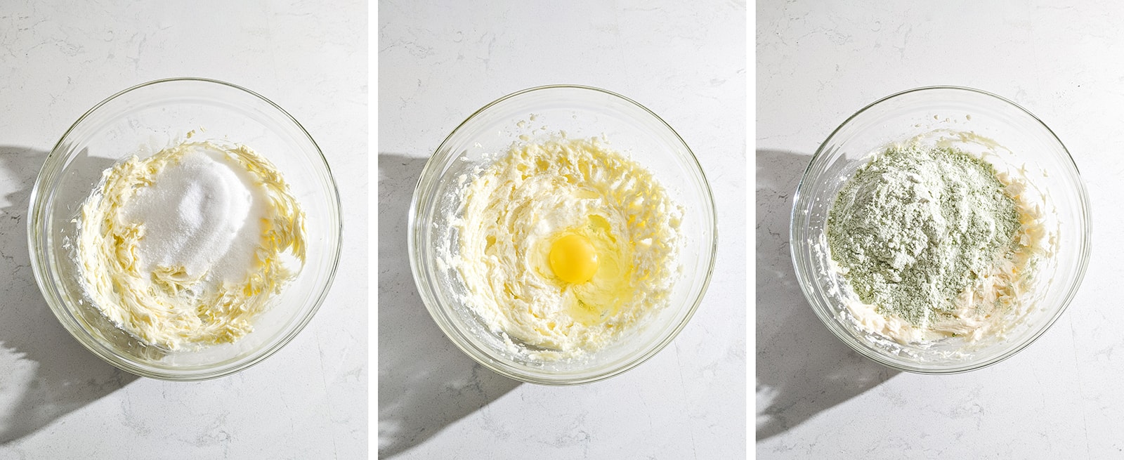 Mixing ingredients for cookie dough in a bowl.