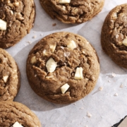 A perfect cookie in the middle surrounded by more hojicha cookies.