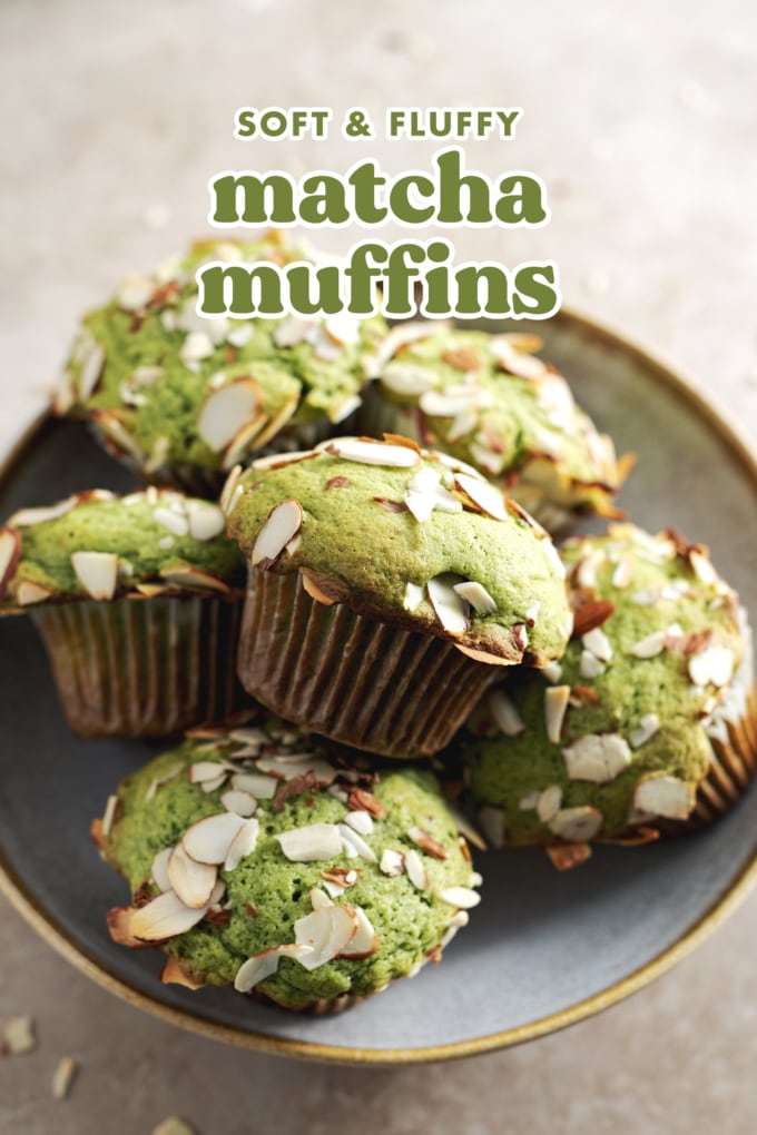 A stack of matcha muffins sitting in a bowl.