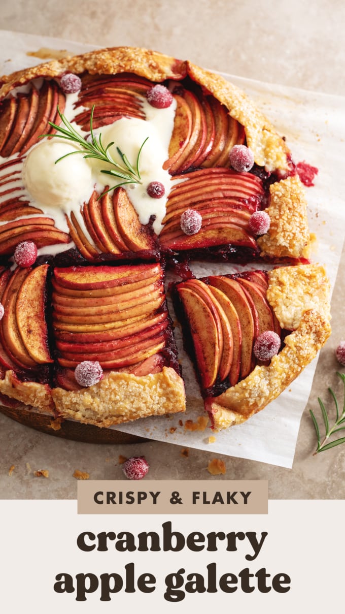 A slice of cranberry apple galette cut from the rest of the galette.
