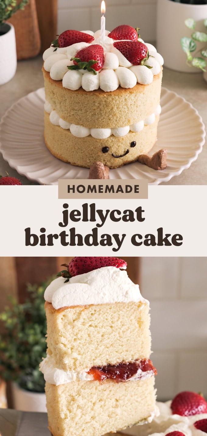 Two images of a jellycat birthday cake with a text overlay that says "homemade jellycat birthday cake".