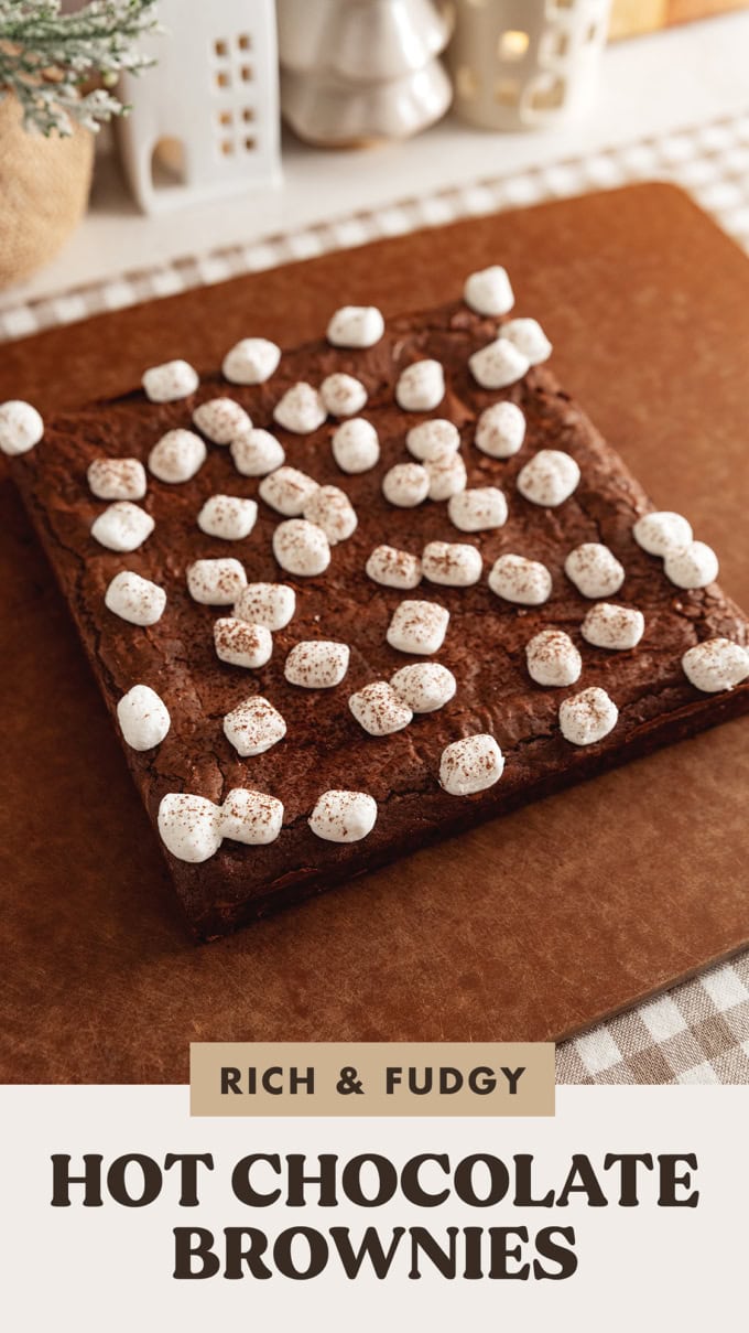 A slab of hot chocolate brownies before being cut into squares.